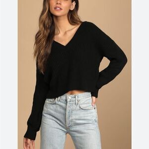 Stars Above Super Soft Fuzzy V Neck Crop Sweater
